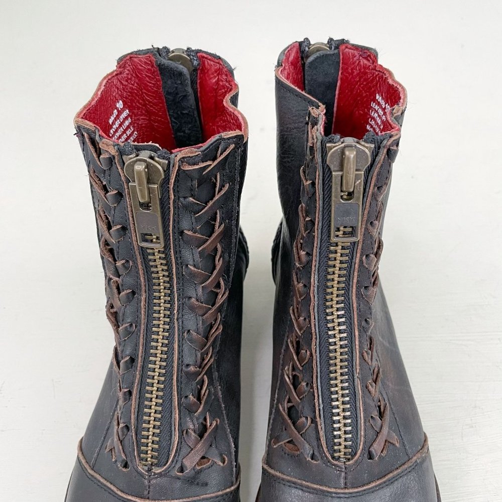 Freebird by Steven Brown Distressed Wales Zip Front Ankle Boots Booties Size 10 - Picture 4 of 12